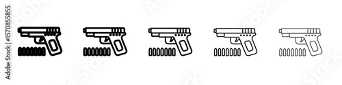 Gun with ammunition icon outline simple illustration isolated