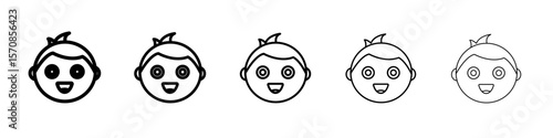 Happy boy face icon outline simple illustration isolated