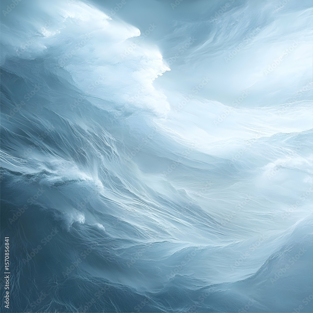 Obraz premium Abstract digital landscape, ethereal mountains, swirling clouds, background image, graphic design element