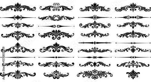 Collection of Ornamental Text Dividers and Flourish Lines Vector Set 16