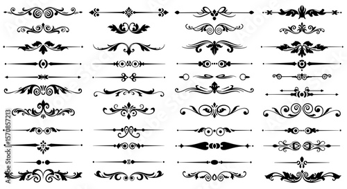 Collection of Ornamental Text Dividers and Flourish Lines Vector Set 15