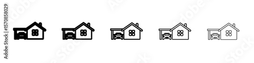 house with garage icon outline simple illustration isolated