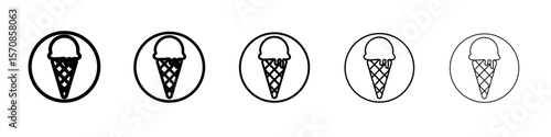 ice cream cone icon outline simple illustration isolated