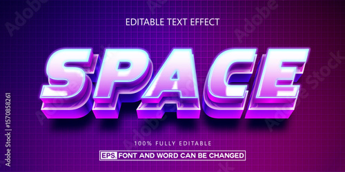 Retro Futuristic Text Effect, 80s Style Neon 3D Editable