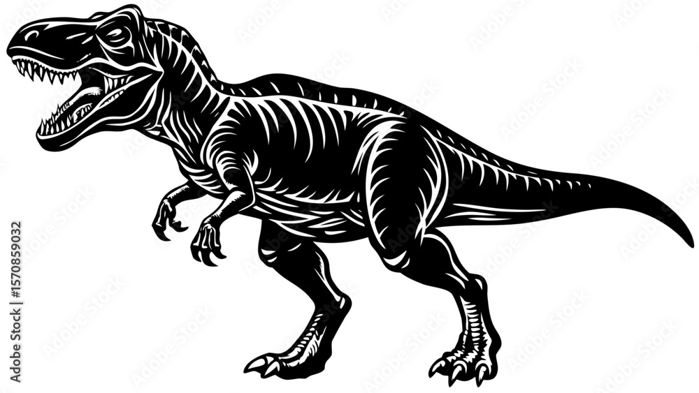 Fototapeta premium T-Rex Dinosaur Roar Silhouette Clipart – Prehistoric Vector Beast Art