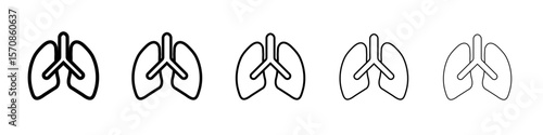 Lungs icon set. outline simple illustration isolated