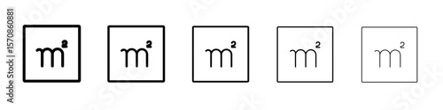 m2 area unit icon outline simple illustration isolated