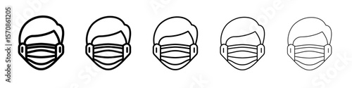 Man face with mask icon outline simple illustration isolated