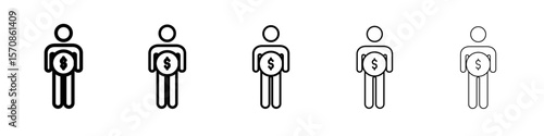 Man take money credit icon outline simple illustration isolated