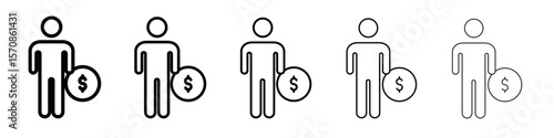 Man take money credit icon outline simple illustration isolated