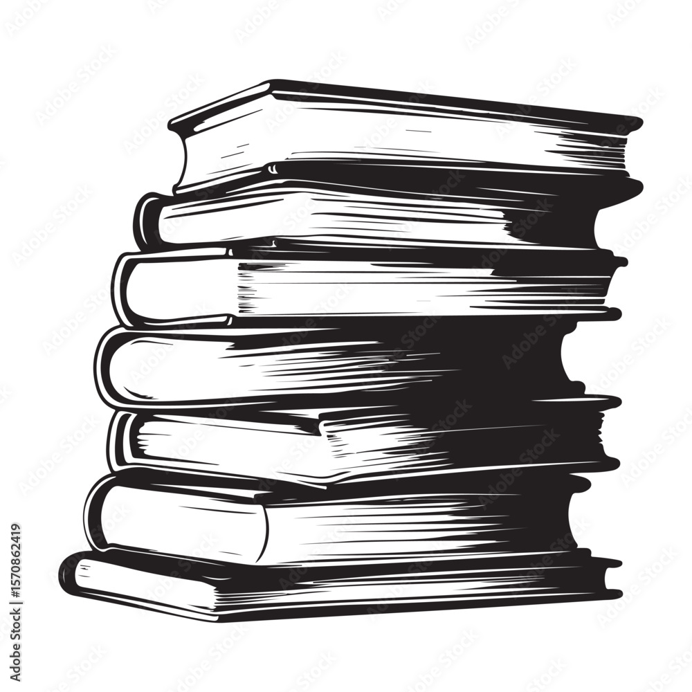 Fototapeta premium stack of books silhouette vector illustration