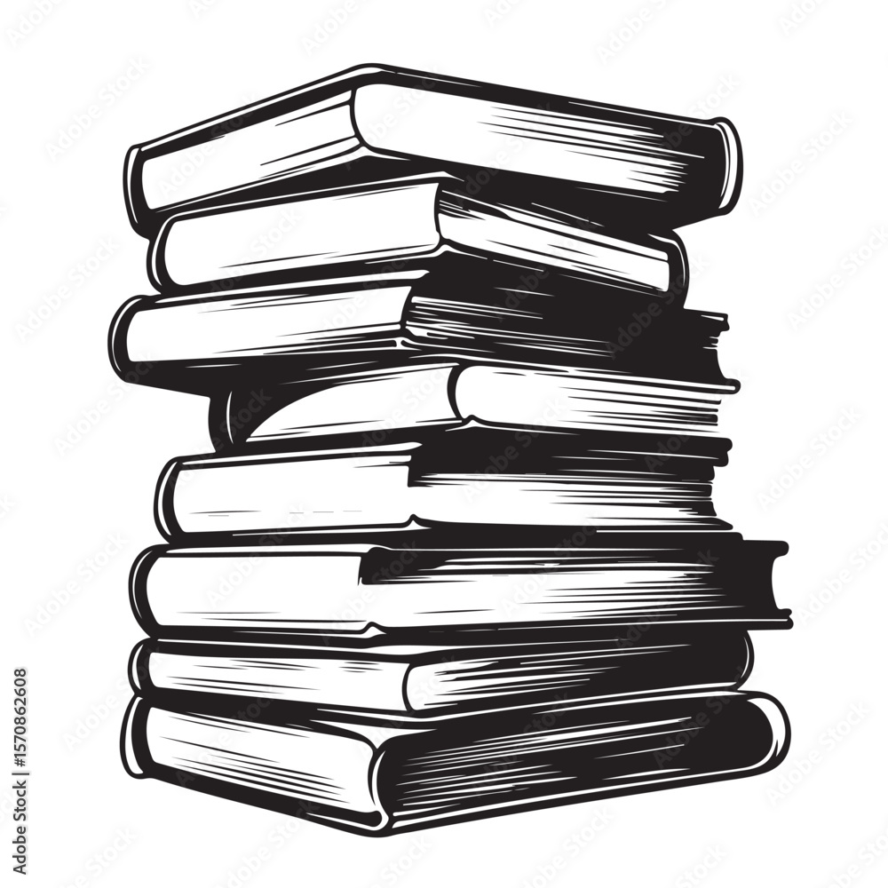 Fototapeta premium stack of books silhouette vector illustration