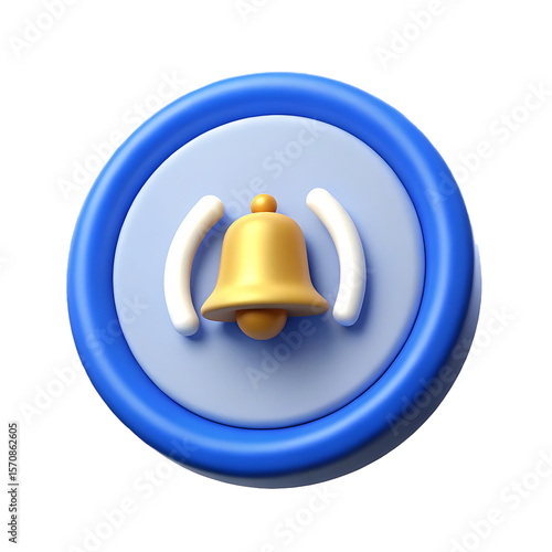 3D Notification Bell Icon App UI Element for Website Design