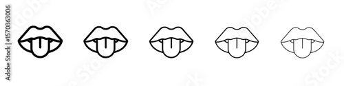 Mouth sticking tongue out icon outline simple illustration isolated