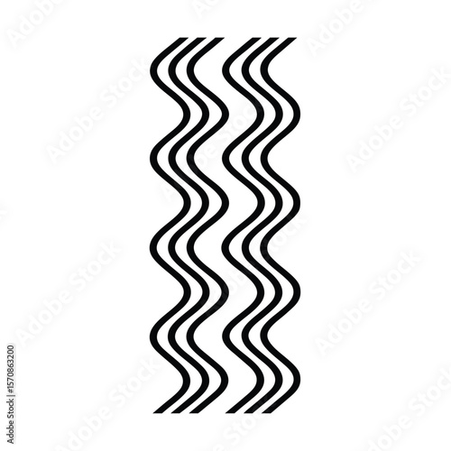 Three sets of wavy lines in a vertical orientation on white background