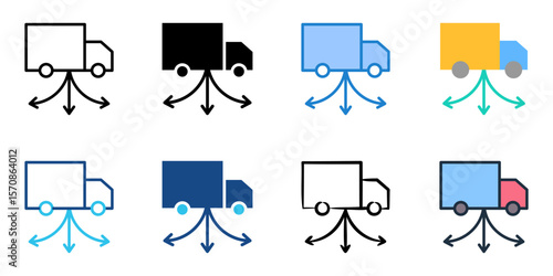 Logistics icon set multiple style collection 
