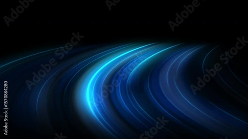 High speed blue line abstract technology background digital fiber hi tech concept. Speed light line blurred on dark background, Data fast transfer simulation.