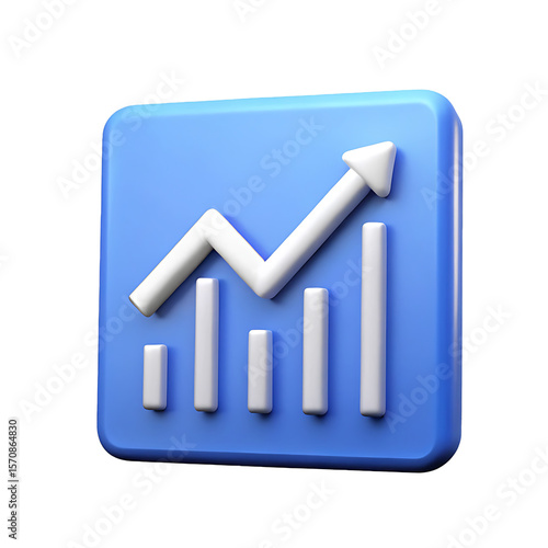 3D Render Positive Growth Chart Icon  Business Success Visual