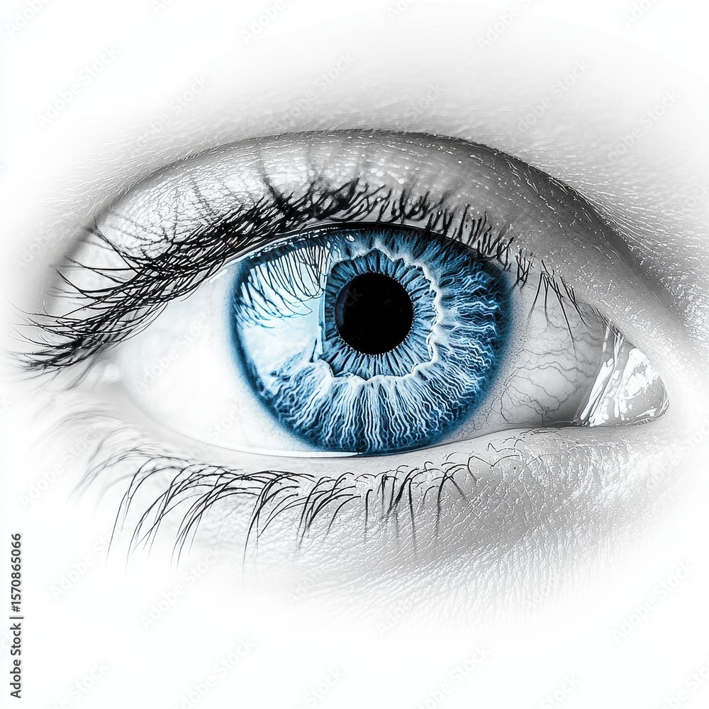 Fototapeta premium Blue eye close up isolated on white background.
