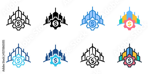 Venture capital icon set multiple style collection 
