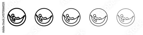 Person relaxing on hammock icon outline simple illustration isolated
