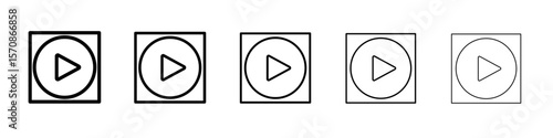 Play button icon outline simple illustration isolated
