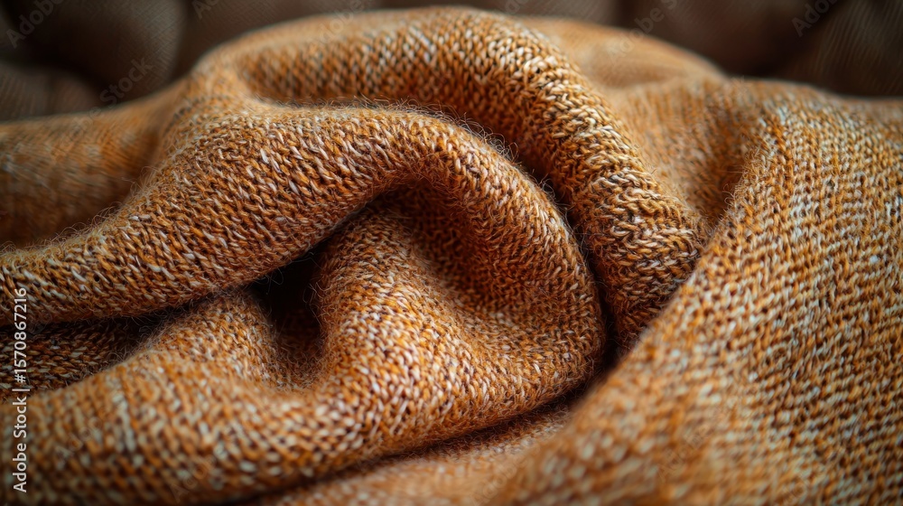 Fototapeta premium Draped, textured, orange fabric with subtle light spots