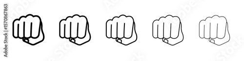 punch fist hand icon outline simple illustration isolated