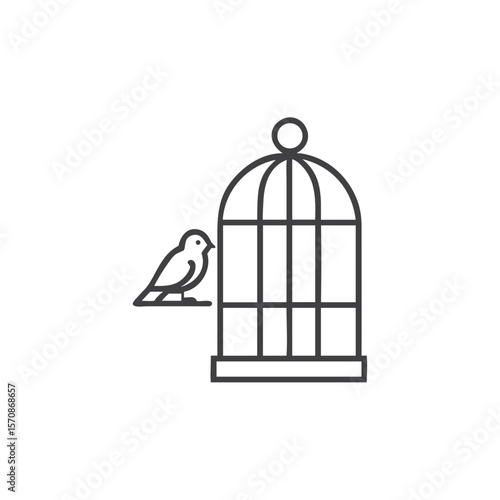 Bird cage icon for pet care blogs, animal observation, and wildlife education