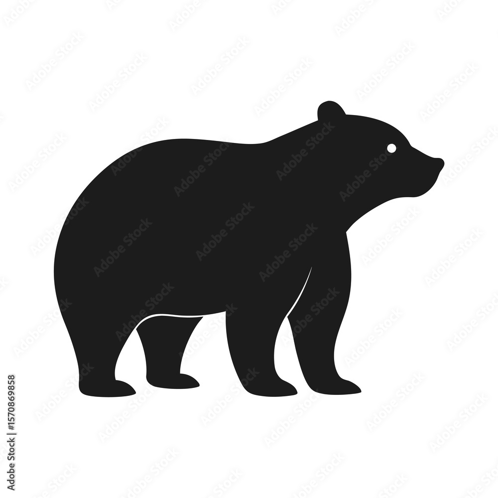 Fototapeta premium Minimalist bear icon in standing pose for wild animal logo and nature adventure artwork