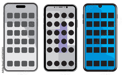 mockup of smartphones isolated on white