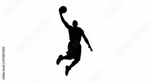 Basketball Player Dunking Silhouette on White