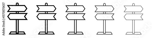 Set of Direction sign icons outline simple illustration isolated