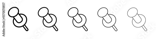 Set of Push Pin icons. outline simple illustration isolated