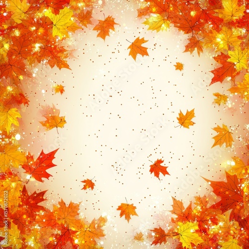 Beautiful Autumn Leaves Frame for Thanksgiving Concept with Vibrant Colors and Natural Elements