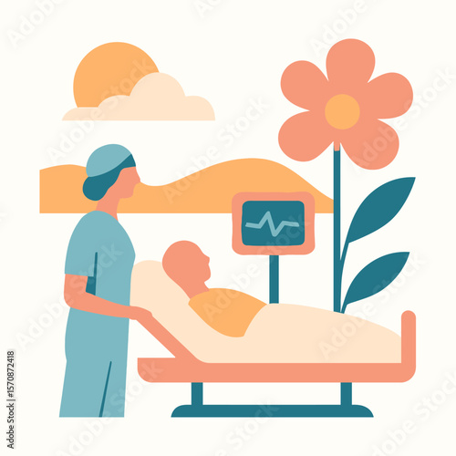Nurse Caring For Patient In Peaceful Hospital Room
