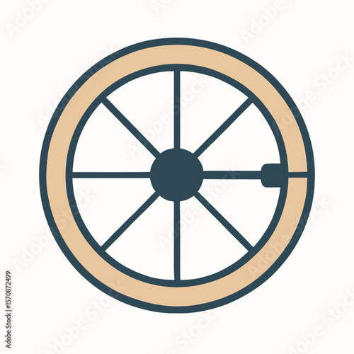 Minimalist Wagon Wheel Symbol For Transportation Concepts