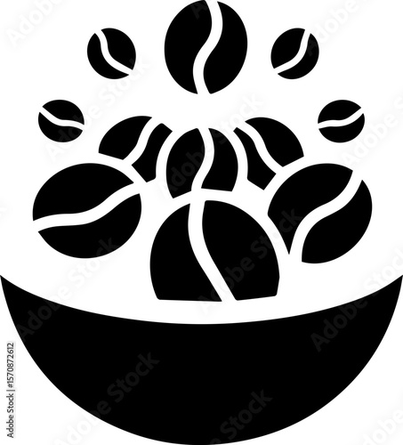 Coffee Beans Icon Simple Black Silhouette