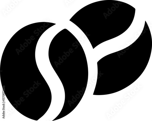 Coffee Beans Icon Simple Black Silhouette