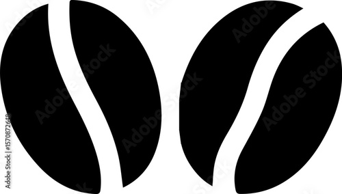 Coffee Beans Icon Simple Black Silhouette