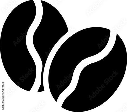 Coffee Beans Icon Simple Black Silhouette