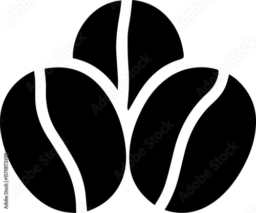 Coffee Beans Icon Simple Black Silhouette