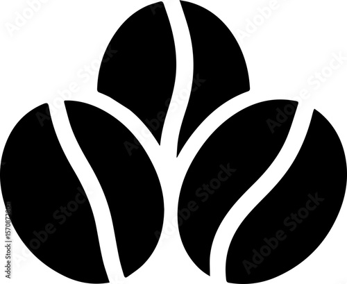 Coffee Beans Icon Simple Black Silhouette
