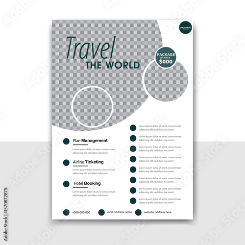 Modern Travel Flyer Template with Blue Layout for Tour Packages and Vacation Deals