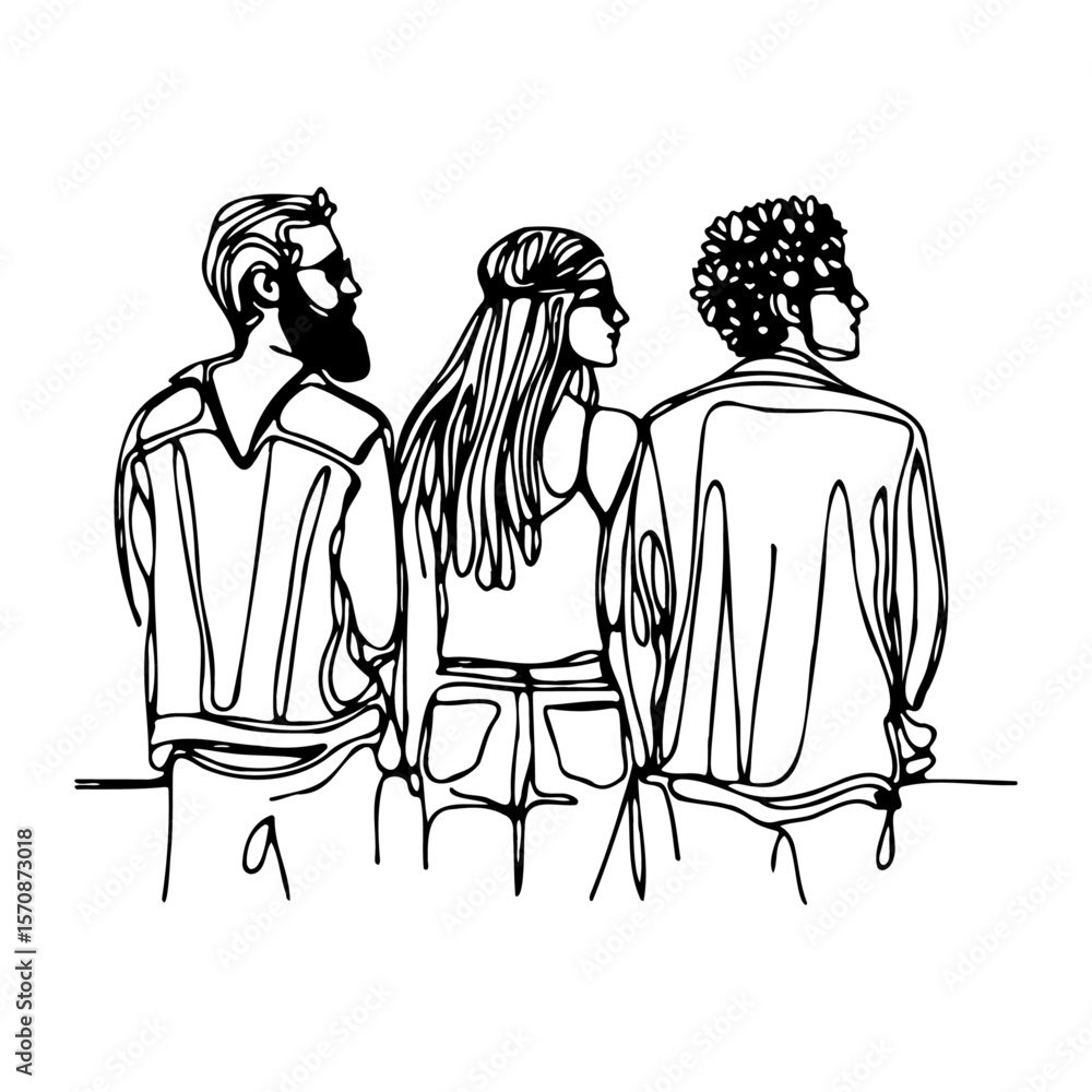 Fototapeta premium Three Friends Looking Out