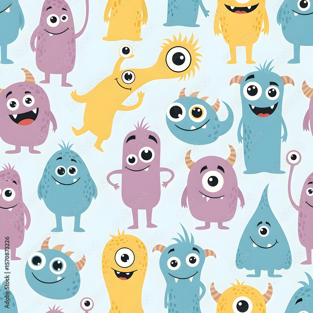 Fototapeta premium seamless pattern with funny monsters