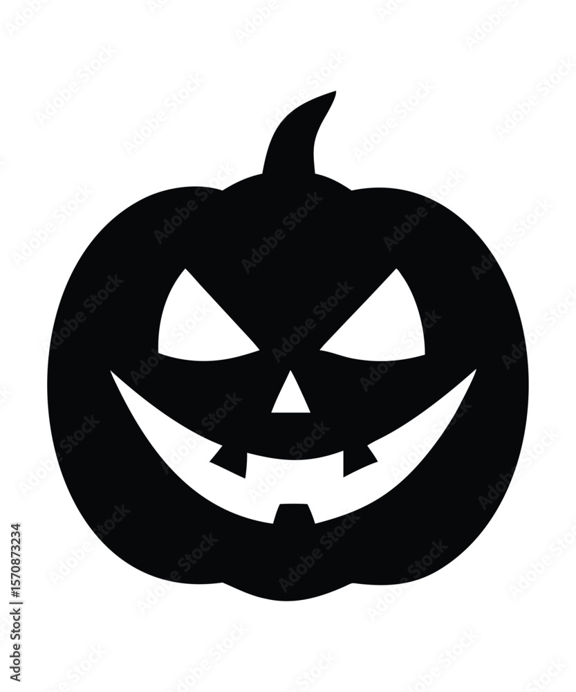 Fototapeta premium Happy Halloween Pumpkin Silhouette Vector