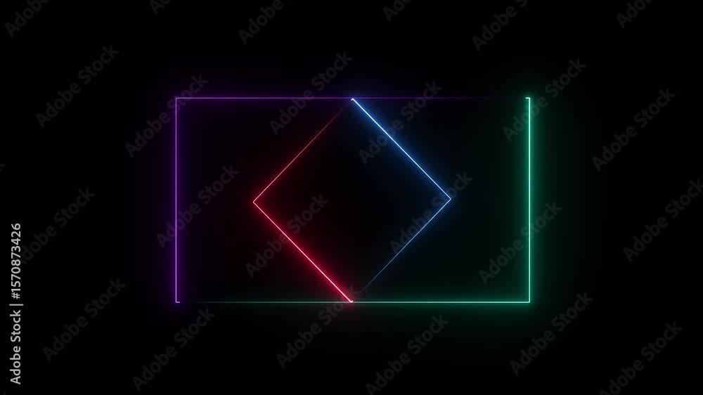 Animation of glowing neon rectangle frame effect rectangle frame Loop background 4K Animation of glowing neon rectangle frame effect rectangle frame Loop background 4K