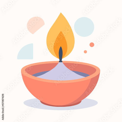Traditional Diwali Oil Lamp With Bright Flame