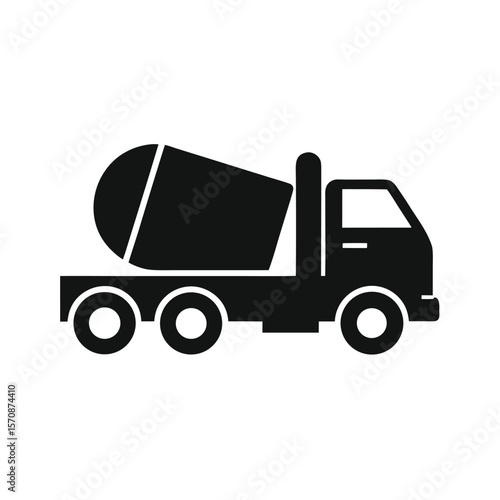Minimalist mixer truck icon for roadwork building industry and contractor equipment